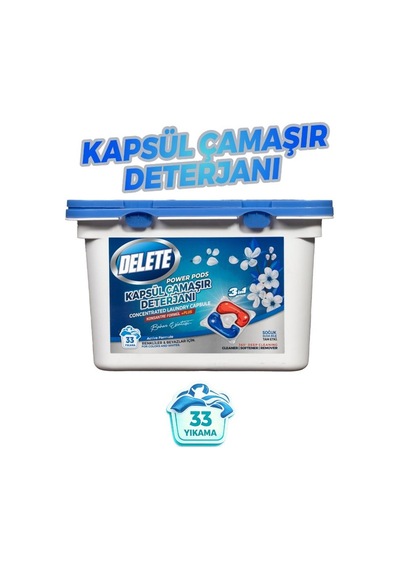 Delete Çamaşır Yıkama Kapsülü - Renkliler Ve Beyazlar - 33 Yıkama 333 G