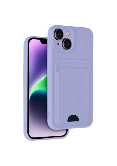 Apple iPhone Uyumlu-  14 Kılıf Kelvin Kartvizitli Silikon - Lila