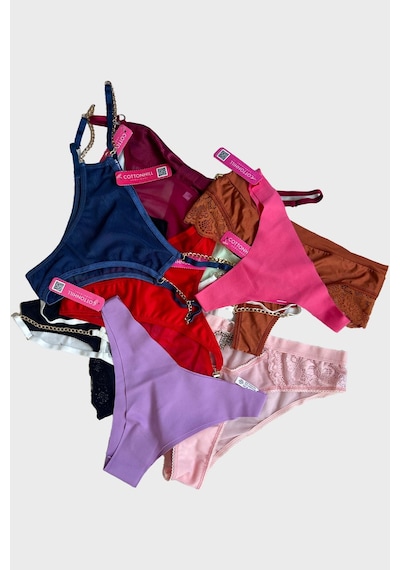 Cottonill Kadın Bikini Külot Brezilya Külot Tanga Külot Karma Paket 10'lu Çok Renkli 3