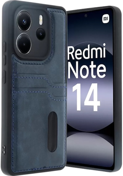 Newface Xiaomi Redmi Note 14 4g Kılıf Sara Kartvizitli Deri Kılıf - Lacivert