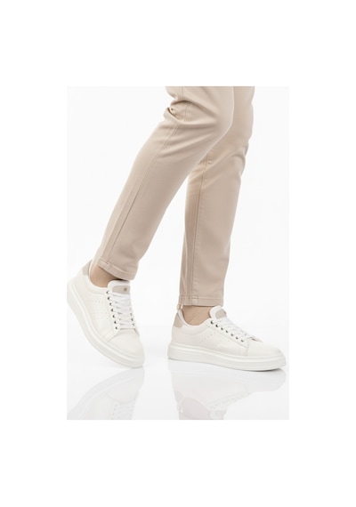 Beyaz Bağcıklı Cilt Hafif Esnek Erkek Sneaker 179 M Beyaz
