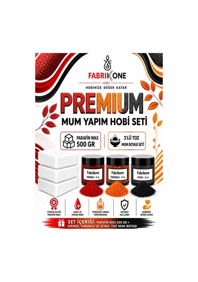 Premium Mum Yapım Hobi Seti - Parafin Wax 500 Gr - 3'lü Toz Mum Boyası Seti - Kırmızı, Turuncu, Siyah Bkfabpw5003kts Karışık