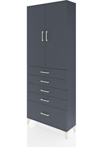 Arges Dolap 3 Raflı 5 Çekmeceli 2 Kapaklı 88x30x221 Antrasit-... Antrasit