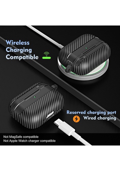 Airpods Pro 3. Nesil Uyumlu Karbon Fiber Hybrid Polymer Technology Premium Kulaklık Kılıfı Siyah