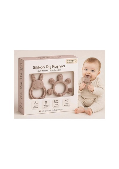 Bebek Diş Kaşıyıcı Kolay Tutuş, Güvenli Kullanım Bej