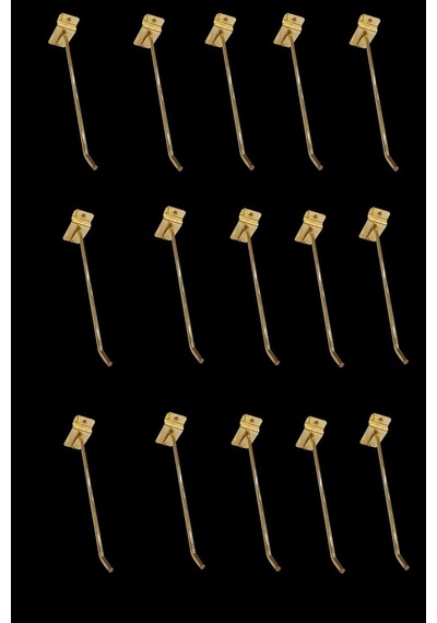Kanallı Pano Kancası 15 Cm Gold Kaplama Mağaza Raf Askı Kancası 15 Adet