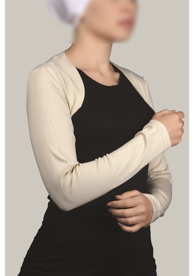 Altobeh Uzun Kollu Kadın Tesettür İçe Giyilen Bolero - Krem Çok Renkli