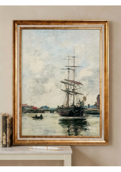 Varaklı Gold Çerçeveli Yağlı Boya Dokulu Büyük Boy Şık Salon Tablosu - Yelkenli Gemi Liman Manzaralı Klasik Vintage Sanat Eseri Dekoratif Tablo 50x70 Cm / Çerçeveli 60x80 Cm Varaklı Gold Çerçeveli Yağlı Boya Dokulu Büyük Boy Şık Salon Tablosu - Yelkenli Gemi Liman Manzaralı Klasik Vintage Sanat Eseri Dekoratif Tablo 50x70 Cm / Çerçeveli 60x80 Cm