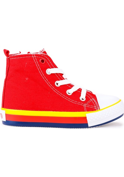 Kiko Kids Tinna Bağcıklı Erkek Çocuk Boğazlı Keten Spor Ayakkabı Kırmızı