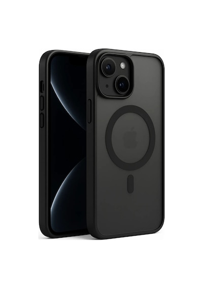 Fibaks iPhone 14 Plus/15 Plus Uyumlu Kılıf Kamera Çıkıntılı Magsafe Şarj Destekli Yumuşak Kenarlı Mat