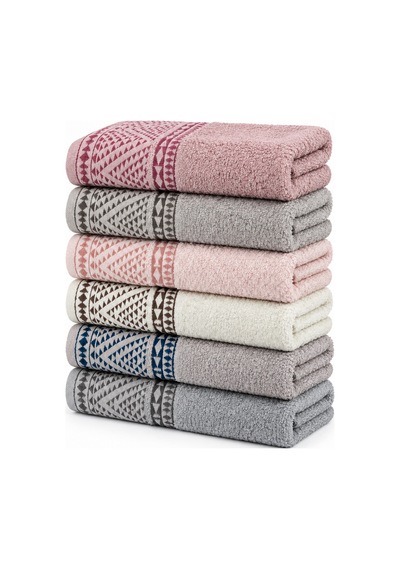 Otantik Jakarlı Banyo Havlusu Seti 6 Lı %100 Pamuk 70x140 Cm Çok Renkli