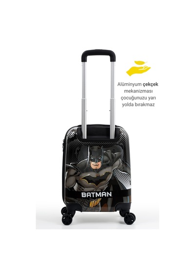 Gedox Kids Batman Lisanslı Siyah Erkek Çocuk Valizi Darbeye Dayanıklı Siyah