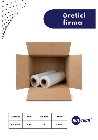 200 Metre Streç Film 2 Adet 50 Cm Palet Streci 17 Micron Strech 2 Kg