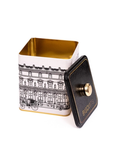 City Biscuits Desenli Kare Metal Saklama Kabı 12 x 12 x 13.7 CM 1.8 L Çok Renkli