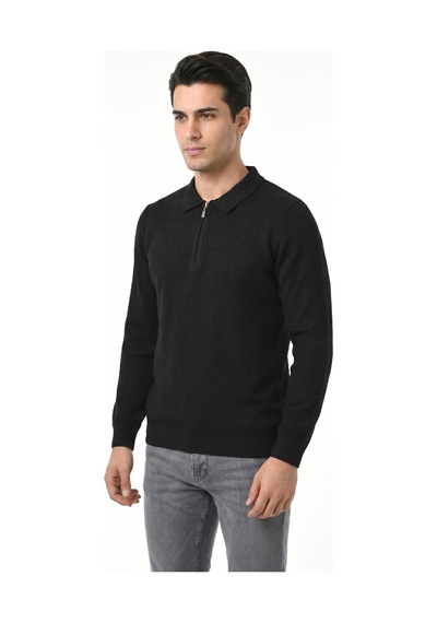 Foterman Erkek Spor Polo Yaka Mevsimlik Kazak Bgl-st05443 Siyah