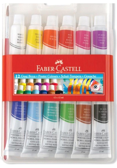 Faber Castell Tüp Guaj Boya 12 Renk Guaj Boya 12