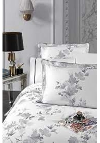 Silkarea Pamuk Saten Nevresim Takımı Çift Kişilik Florentine V1 Beyaz