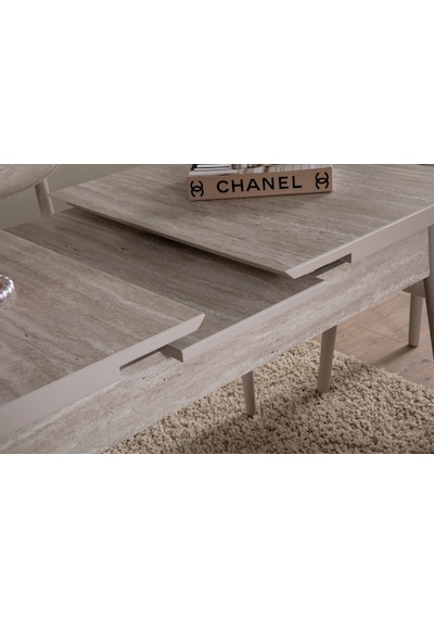 Ganni Home Lima Açılır Yemek Masası Traverten Gri Mdf Tabla, Gürgen İskeletli Modern Tasarım Traverten-gri Ganni Home Lima Açılır Yemek Masası Traverten Gri Mdf Tabla, Gürgen İskeletli Modern Tasarım Traverten-gri