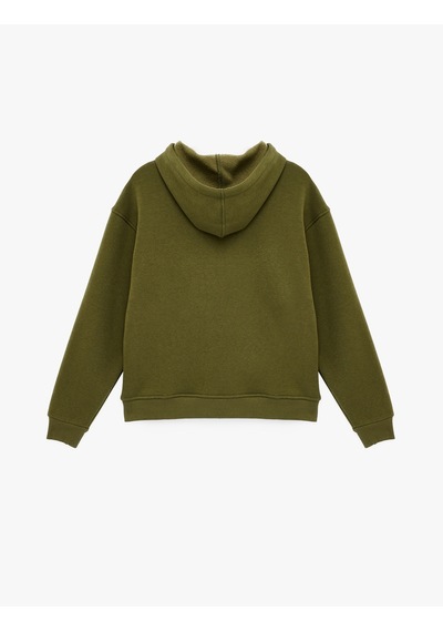 Koton Uzun Kollu Cepli Kapüşonlu Oversize Sweatshirt Haki 6wak10311nk Haki