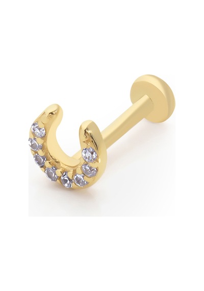 14 Ayar Altın Taşlı Domani Tragus Küpe