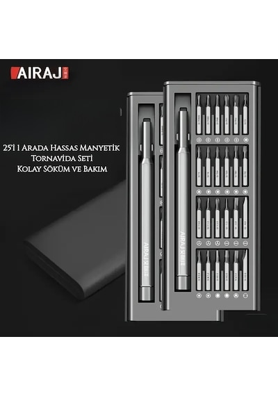Aıraj 25'in 1'i Hassas Manyetik Tornavida Seti Metal Mıknatıslı