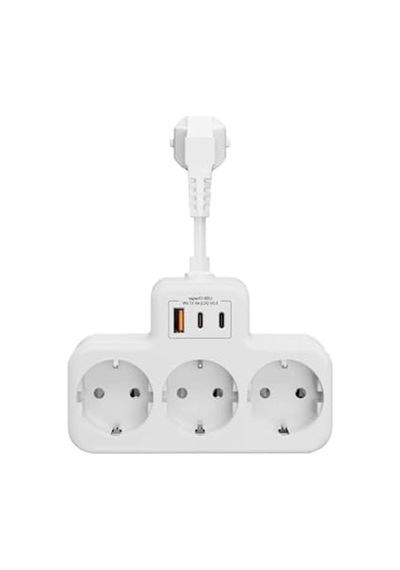 Çoklu Kablolu Priz Dönüştürücü, 1 Usb Ve 2 Type-c Girişli Yüksek Akım Koruması