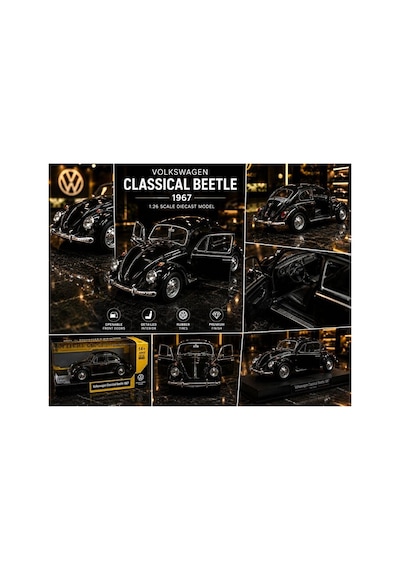 1:32 Ölçek Volkswagen Classical Beetle 1967 Diecast Model Araba Vosvos Özel Standlı