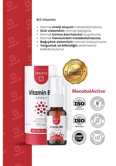 Erbatab Metilkobalamin B12 Sprey 10 ML