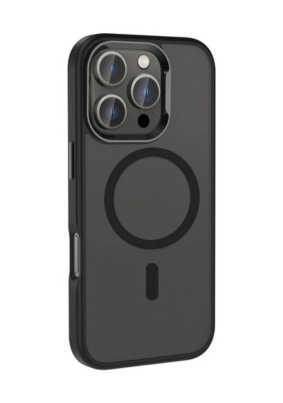 Effox Apple Uyumlu iPhone 16 Pro Max Kılıf Magsafe Şarj Özellikli Parlak Kamera Çerçeveli Siyah