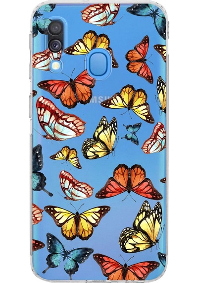 Samsung Galaxy A40 İle Uyumlu Water Color 2 Kamera Korumalı Şeffaf Kılıf Şeffaf