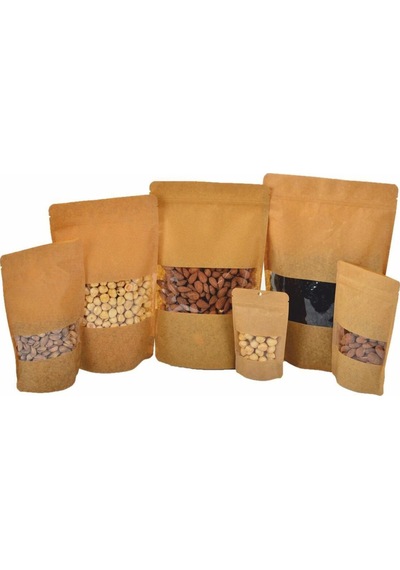 Pencereli Kraft Delikli Kilitli Kese Kağıdı - Küçük Boy - 11x18x7 Cm. - 20 Adetlik 1 Paket Sarı 11 X