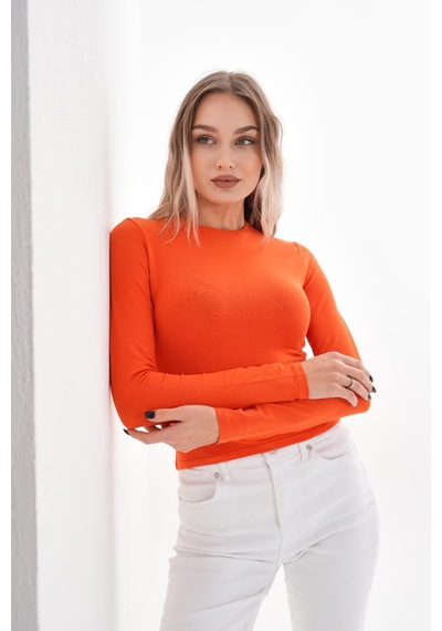 Likralı Pamuk Tişört-slim Fit -turuncu Turuncu