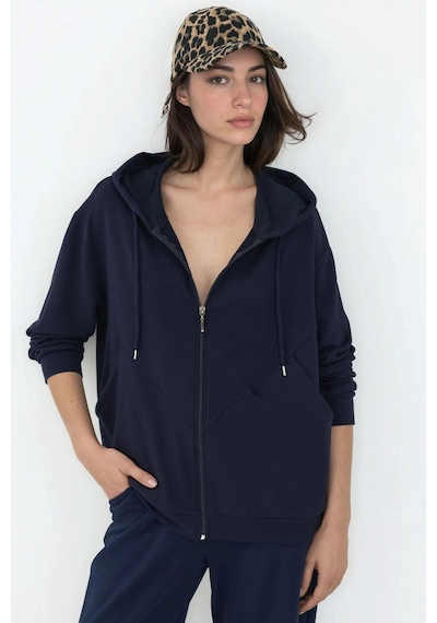 Hiccup Modal Touch Fermuarlı Kapşonlu Sweatshirt Lacivert