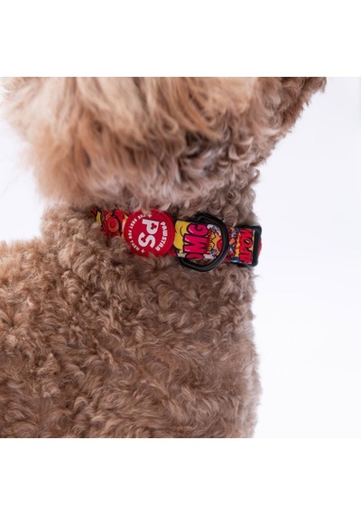 Wow Popart Desenli Köpek Boyun Tasması Ayarlanabilir Köpek Tasması Kırmızı