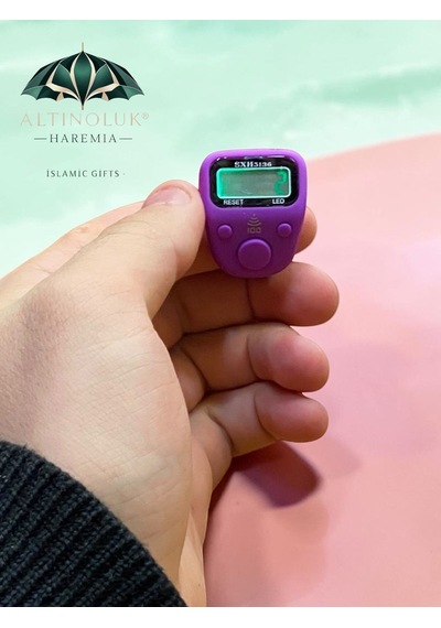 Led'li Mini Yüzük Zikirmatik Her 100'de Uyarı Veren Dijital Zikir Sayacı Mor Beyaz