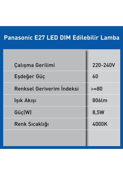 E27 Led Dim Lamba 8.5w 806lm 4000k 4w 78mm & Yok