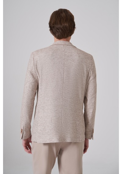 Morven Erkek Kahve Keten Trend Desenli Slim Fit Mono Yaka Ceket 26ys002003400 Kahve