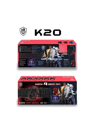 K20 Oyuncu Gamer Seti Klavye + Mouse + Kulaklık + Mouse Pad 4in1 Set Diğer