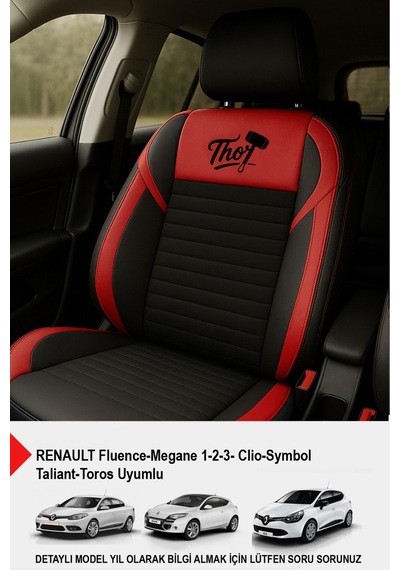Naz Oto Thor Tay Tüyü Oto Koltuk Kılıfı Renault-fluence-megan 1-2-3-clio-symbol-taliant-toros Uyumlu Kırmızı