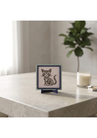 Modern Yorumla Kedi Objesi, Sevdikleriniz İçin Çok Özel Ve Kalıcı Bir Armağan 10x10 Cm
