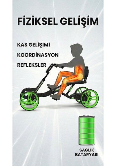 Elektrikli Pedal Go-kart Siyah - Yeşil