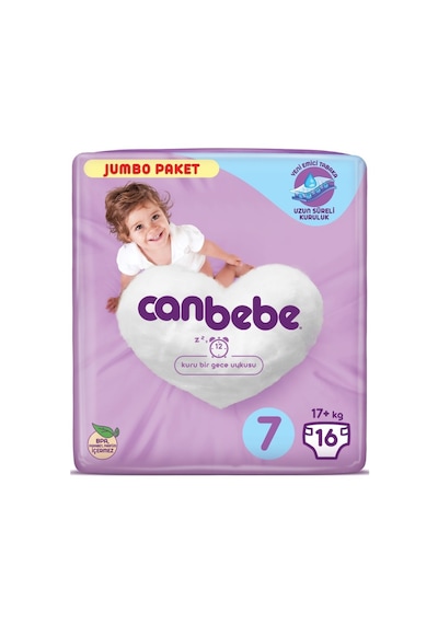 Canbebe Bebek Bezi 7 Numara XXlarge Jumbo Paket 16 Adet