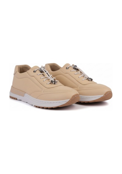 Napa Shoes Hakiki Deri Hızlı Bağcıklı Ortopedik Taban Spor Ayakkabı Napa-383 Bej