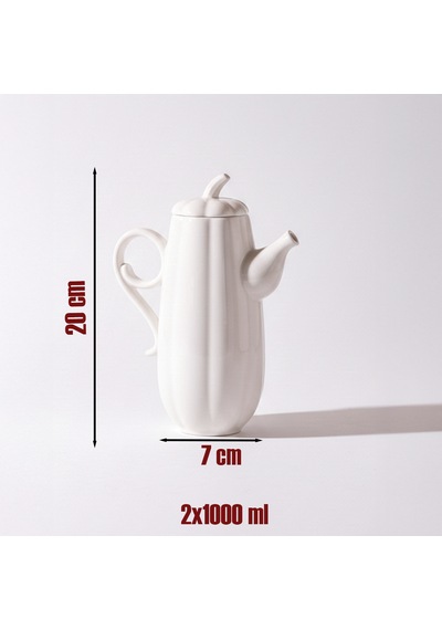 Porsima 17020 2li Pumpkin Porselen Çok Amaçlı Sunum Ve Servis Yağdanlığı Yağlık Sirkelik Yağdanlık 1000+1000 Ml Beyaz
