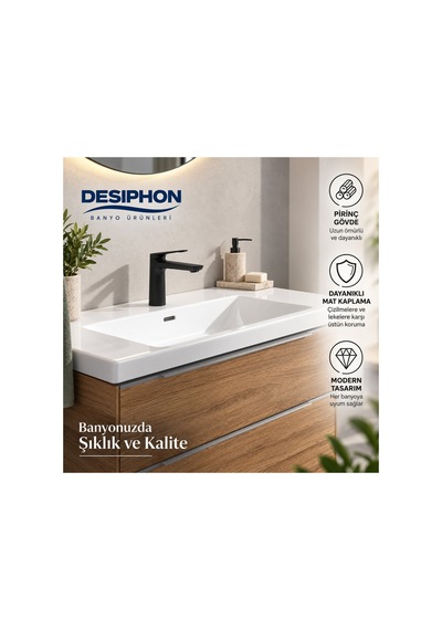 Mat Siyah Lavabo Bataryası Pirinç Gövde Özel Perlatör Dayanıklı Kaplama Modern Tasarım