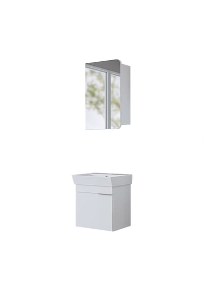 Likya Mdflam Tek Kapaklı Lavabolu 49 Cm Banyo Dolabı + Üst Dolabı, Mini Lavabolu Banyo Dolabı Takımı Beyaz Likya Mdflam Tek Kapaklı Lavabolu 49 Cm Banyo Dolabı + Üst Dolabı, Mini Lavabolu Banyo Dolabı Takımı Beyaz
