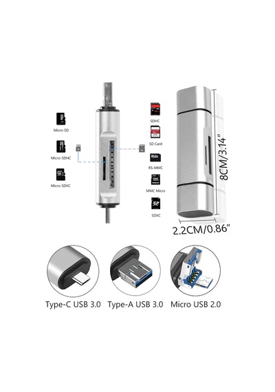 Büro Ev Ofis Cihazları İçin 3hub Usbc-usb Card Reader