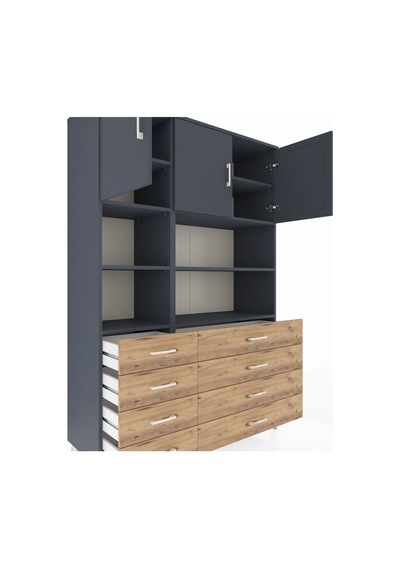 Hyperion Dolap 8 Raflı 8 Çekmeceli 3 Kapaklı 132x44x195 Antrasit-antrasit/çam Antrasıt/atlas Çam - Antrasıt Hyperion Dolap 8 Raflı 8 Çekmeceli 3 Kapaklı 132x44x195 Antrasit-antrasit/çam Antrasıt/atlas Çam - Antrasıt