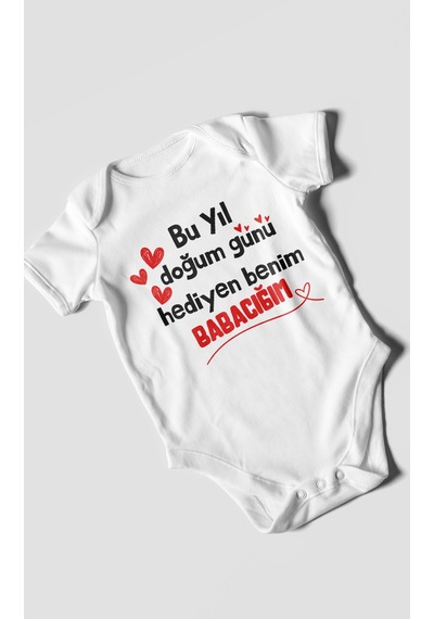 Morivokids Babaya Özel Kısa Kollu Bebek Body %100 Pamuk Zbn296-kk Beyaz