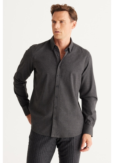 AC&Co / Altınyıldız Classics Erkek Antrasıt Recycle Slim Fit Dar Kesim Gizli Düğmeli Yaka Pamuklu Flanel Oduncu Gömlek Antrasit AC&Co / Altınyıldız Classics Erkek Antrasıt Recycle Slim Fit Dar Kesim Gizli Düğmeli Yaka Pamuklu Flanel Oduncu Gömlek Antrasit